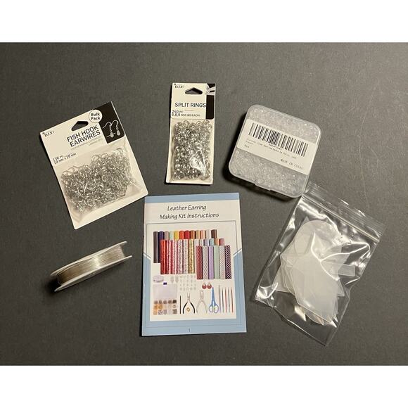 Leather Earring Making Supplies Crafts New & Used Templates Split Rings Earwires - Picture 2 of 3